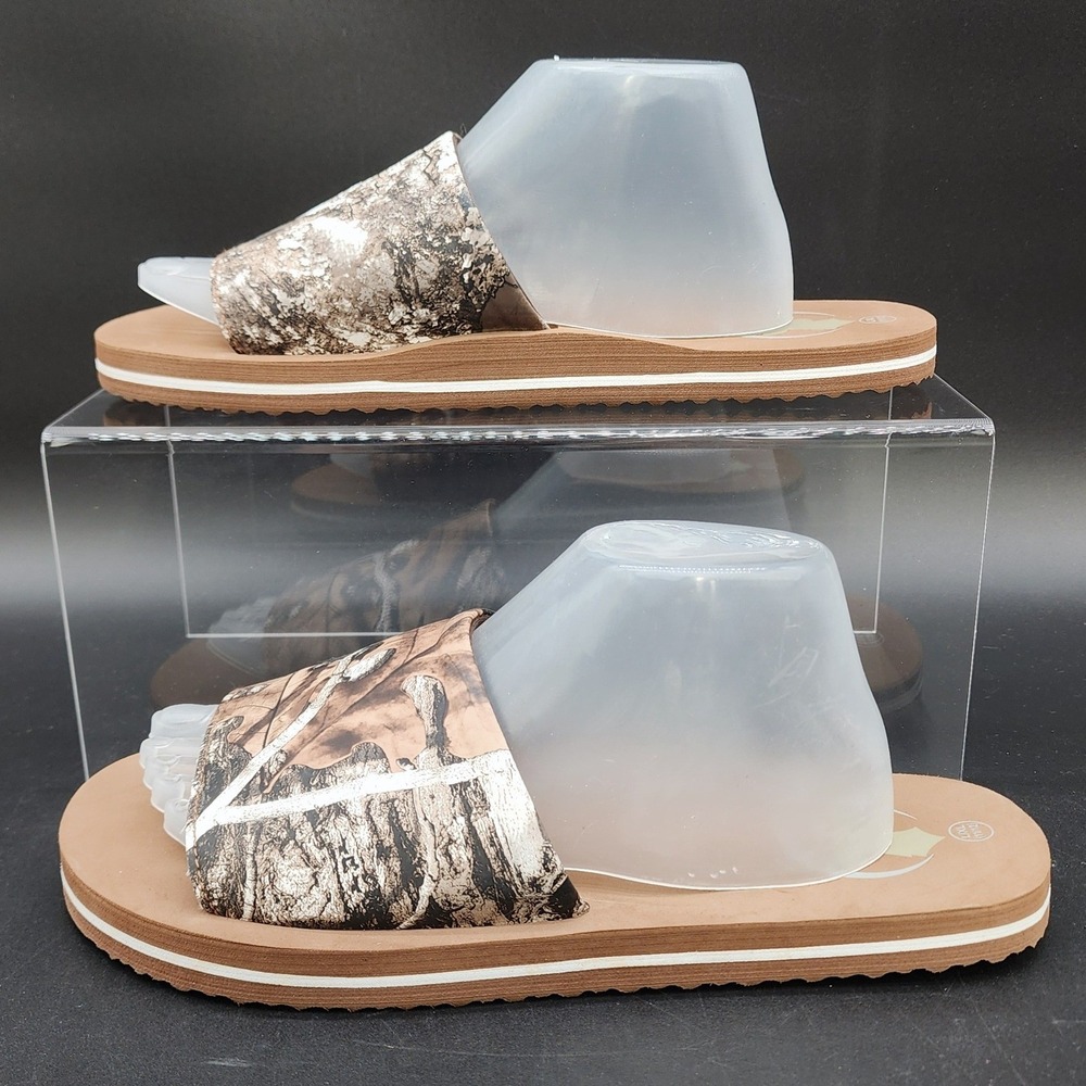 Realtree L/XL Brown Camo Slide Sandals Mens 11/12 Hunting Outdoor Summer Beach